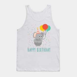 Happy Birthday || Cute Elephant Birthday Card Tank Top